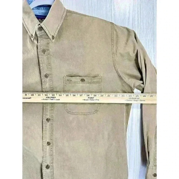 Vintage Ralph Lauren Chaps Button Shirt Mens 14 1/2 Field Factory Khaki Safari - Picture 6 of 7